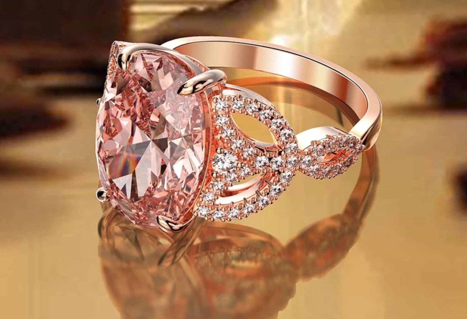 Morganite Lab Diamond Ring Pink Lab Created Diamond Ring Camila and Katie