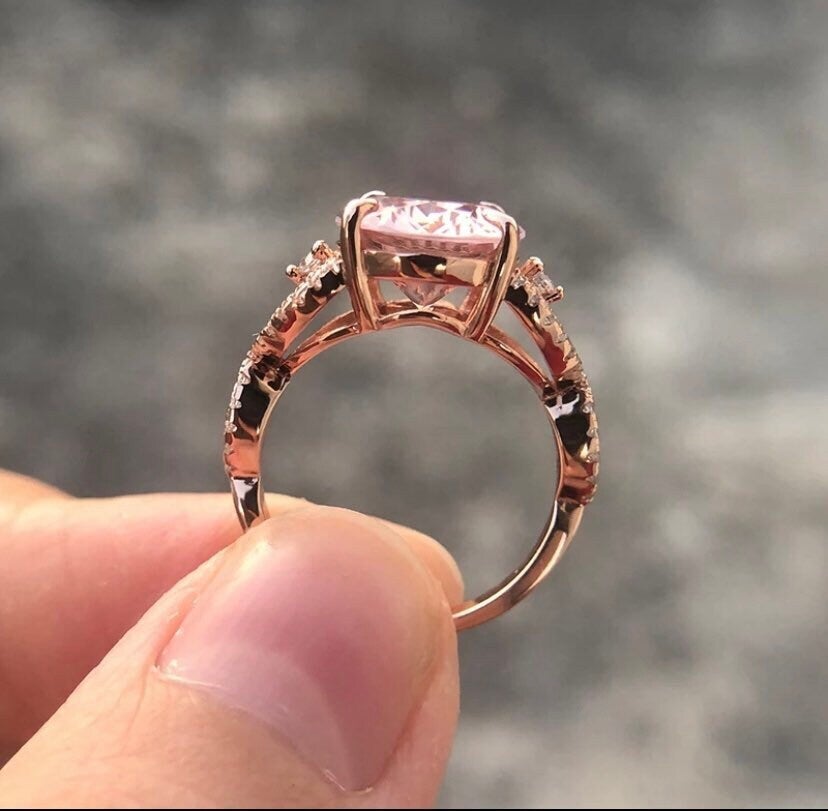 Lab created morganite ring deals