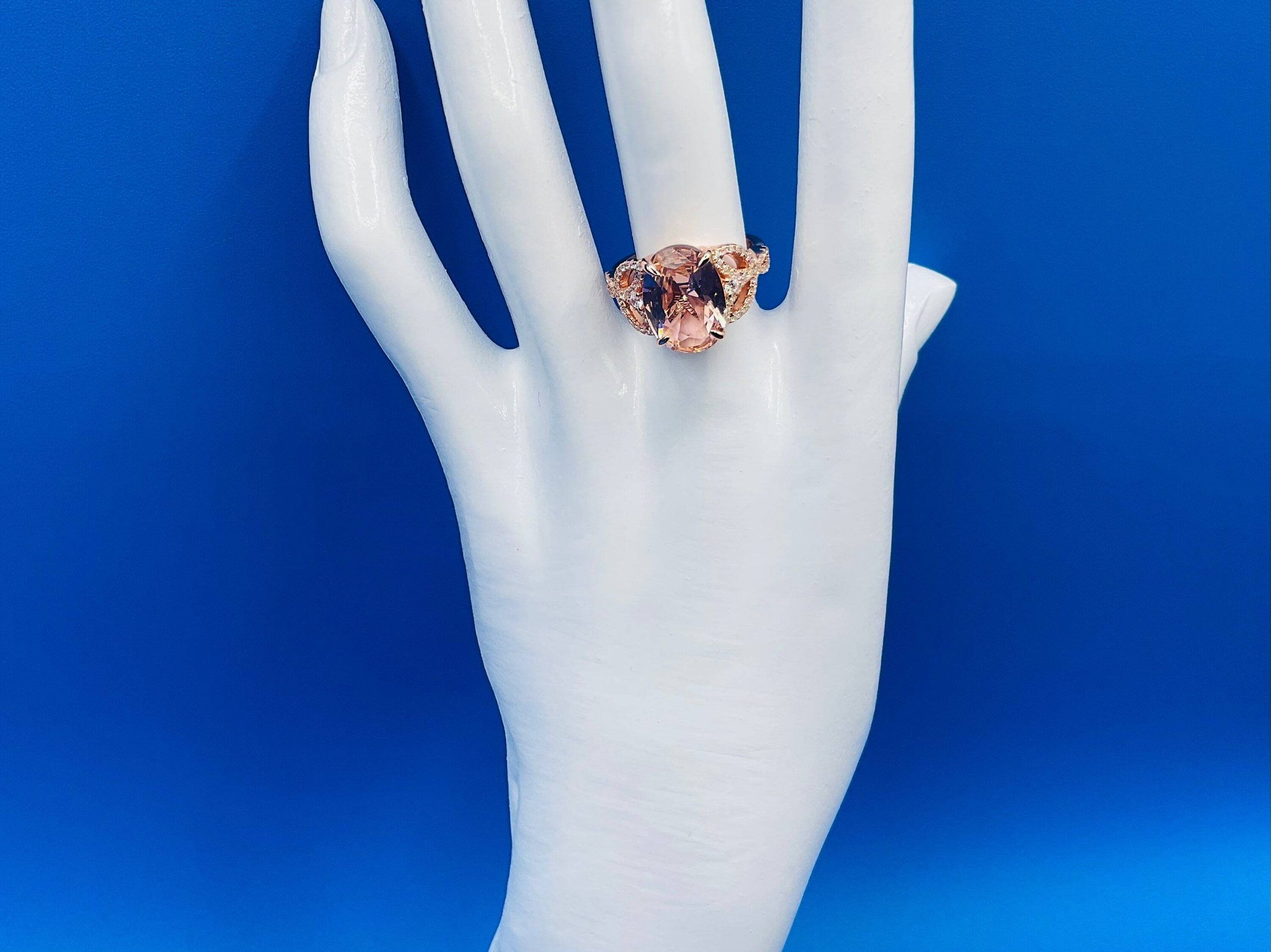 Morganite Lab Diamond Ring Pink Lab Created Diamond Ring Camila and Katie